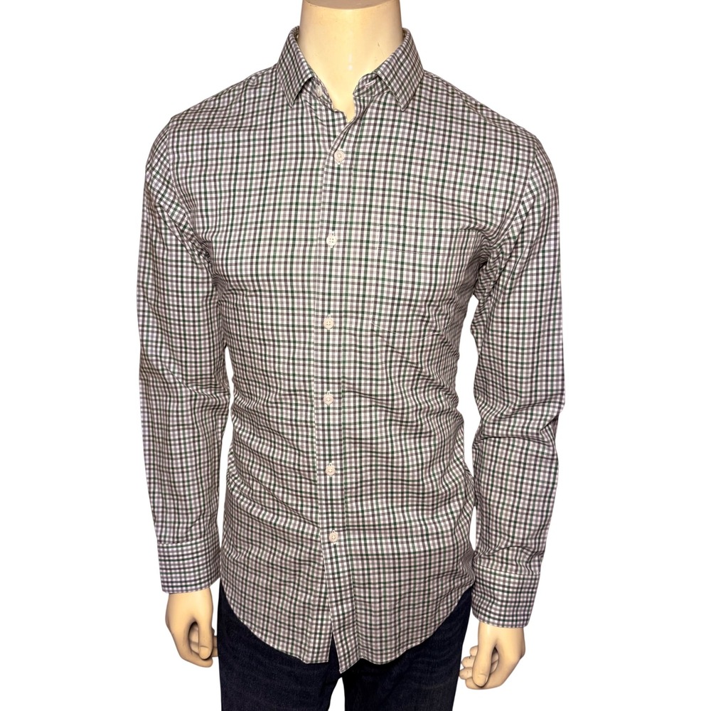 J.Crew Thompson Flex Wrinkle Free Gingham Shirt Mens Medium Green Grey J5378
